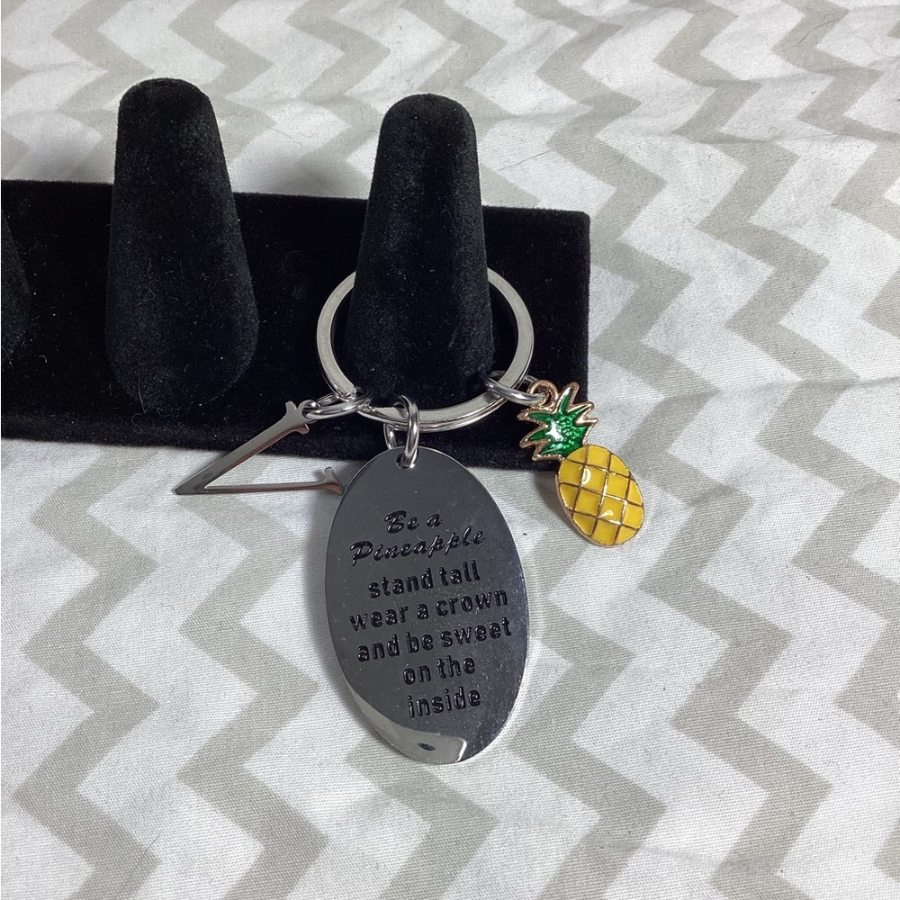 Pineapple Letter V Keychain